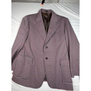 Vintage Eagle Clothes 42R Men Red Black Houndstooth Sport Coat Blazer Custom